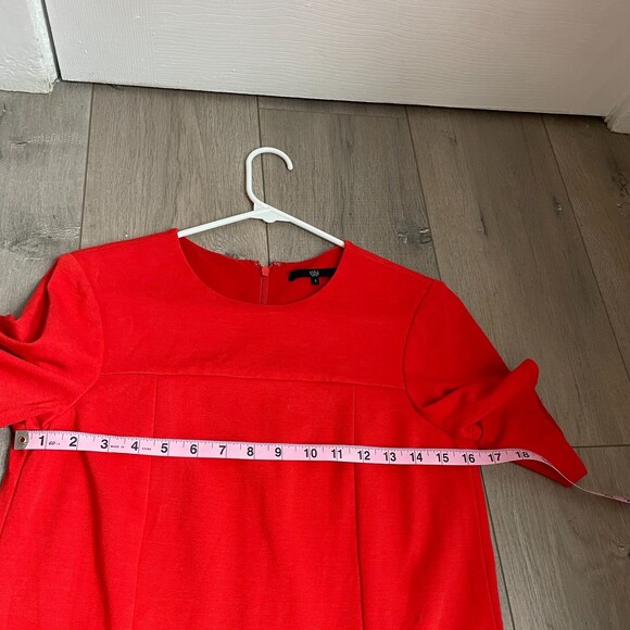 Tibi Red Orange Short Sleeve Shirt Shift Mini Dress - Picture 5 of 10